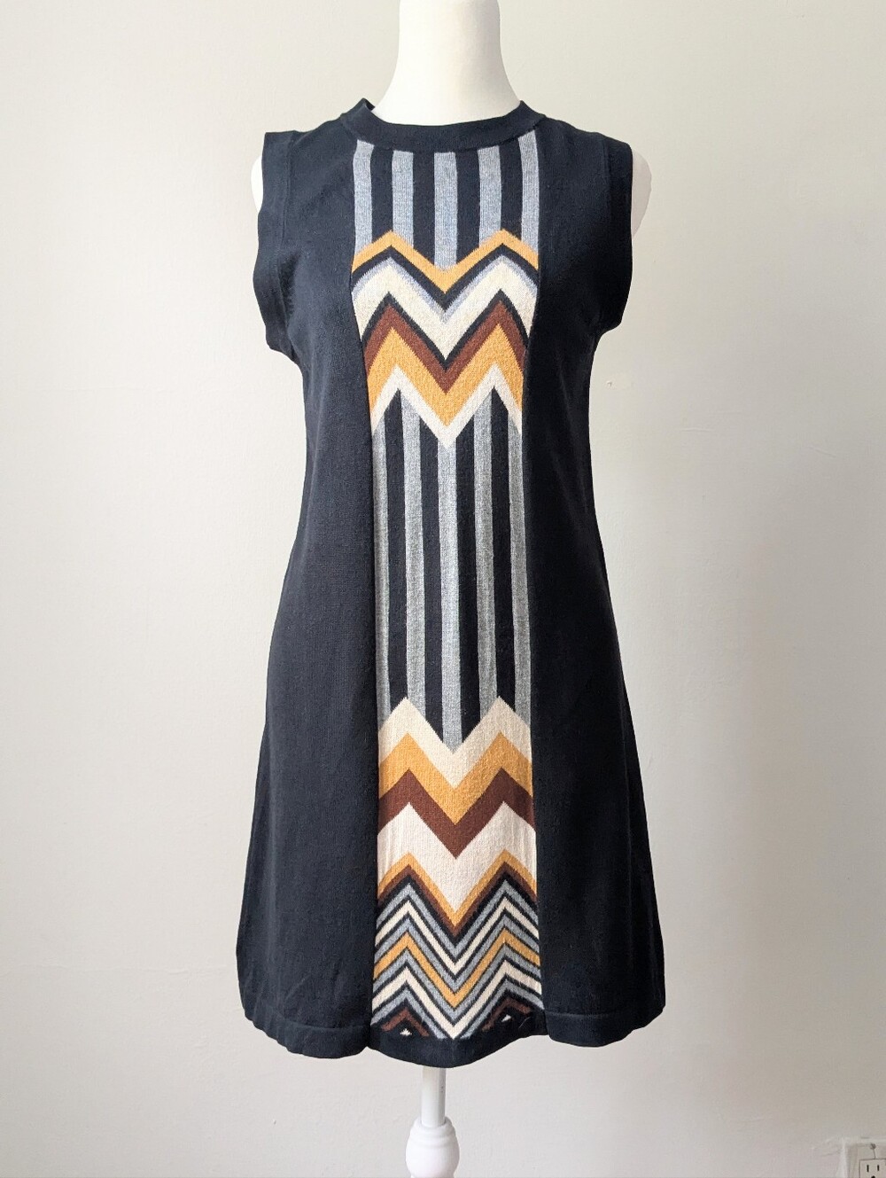 Missoni For Target Sleeveless Chevron And Stripe Black Mini Knit Dress Size S